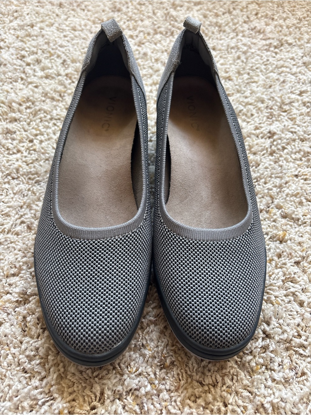 Vionic Jacey Knit Slip-On Wedge Sz 10 Gray